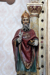 Saint Nicholas, statue on the Saint Anthony of Padua altar in the Church of Saint Barbara in Carevdar, Croatia