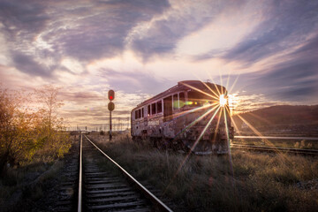 railway at sunset