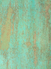 turquoise, green paint old cracked background, wall background
