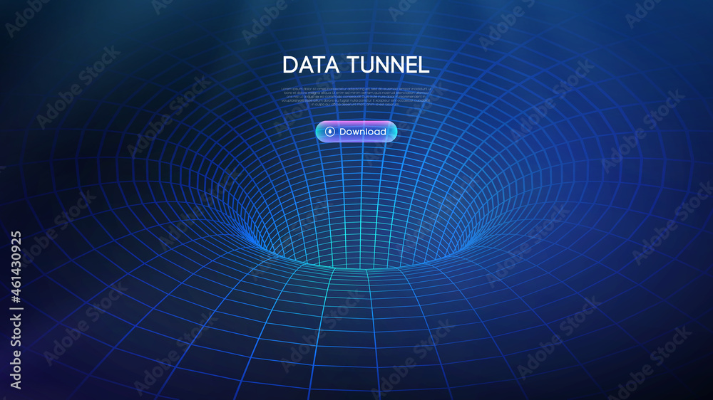Fototapete big data tunnel vector illustration. abstract digital background. computer data tunnel technology. s