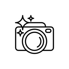 Camera thin line icon for photographer logo. Simple vector illustration.