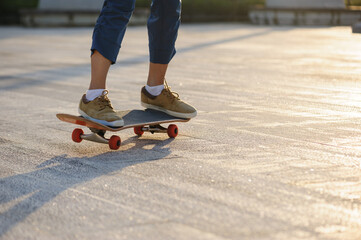 Skateboarder skateboarding outdoors in city