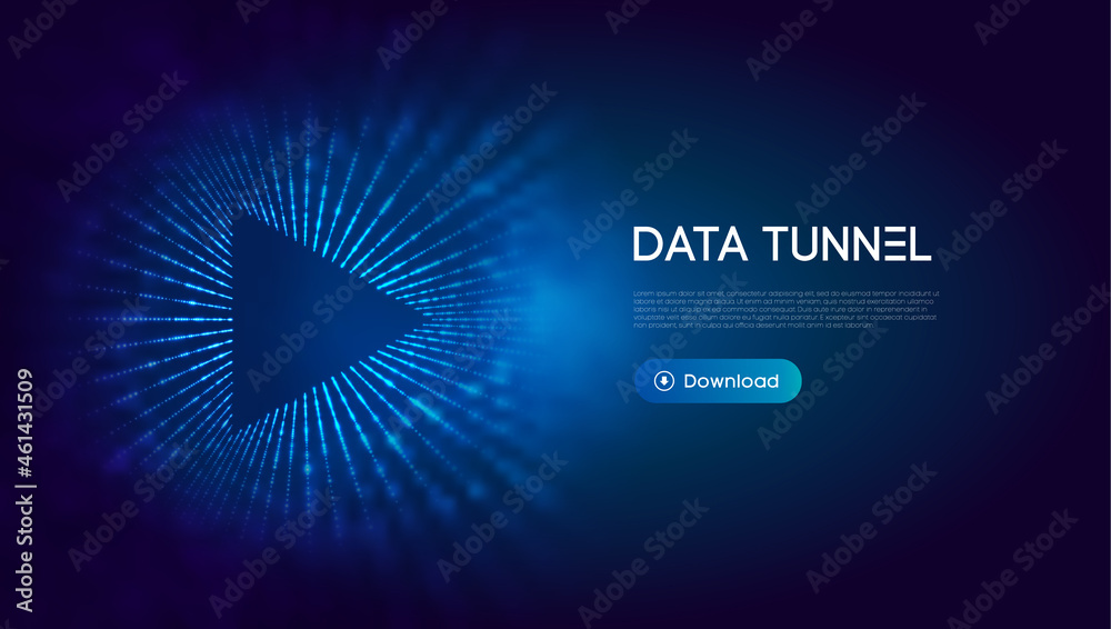Fototapete triangle tunnel big data vector illustration. abstract digital background. computer triangle tunnel 