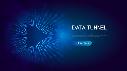 Triangle tunnel big data vector illustration. Abstract digital background. Computer triangle tunnel technology background. Sorting data and network security. Innovation technology business abstract