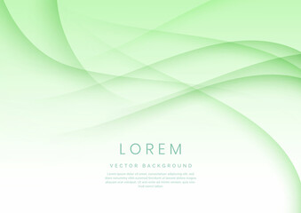 Abstract soft green curve template background with space for text.