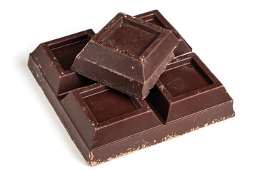 Close up a chocolate bar isolated on white background