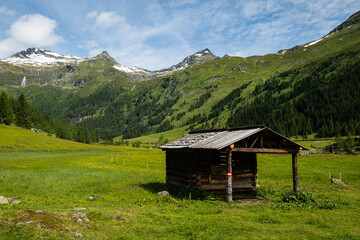 Old small wooden house in the alps