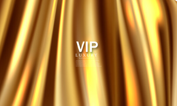 The Background Is A Gold Theater Curtain VIP. Illustration In Vector Format.