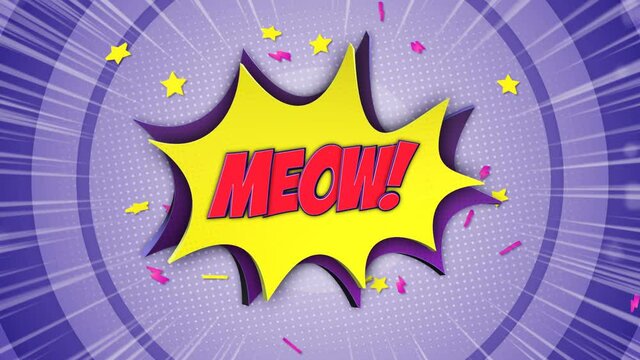 MEOW Comic Text Animation, with Alpha Matte, Loop, 4k
