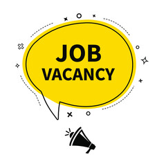 Vector illustration megaphone with job vacancy speech bubble. Loudspeaker. Banner for business, marketing and advertising.