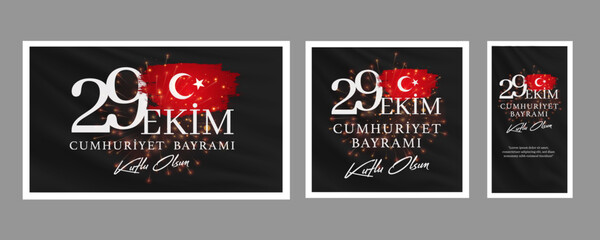 29 ekim Cumhuriyet Bayrami kutlu olsun, Republic Day Turkey. Translation: 29 october Republic Day Turkey and the National Day in Turkey happy holiday. graphic for design elements vector illustration.
