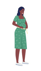 Expecting mother semi flat color vector character. Standing figure. Full body person on white. Family member isolated modern cartoon style illustration for graphic design and animation