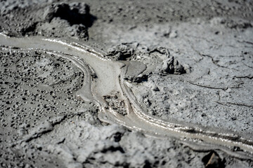 Mud volcano, mud dome, mud flows
