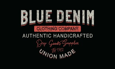Blue Denim supply Original College Vintage varsity vector tee shirt graphics and grunge artwork -7