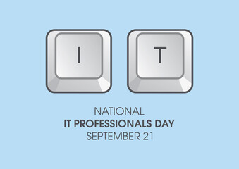 National IT Professionals Day vector. Keyboard keys icon vector isolated on a blue background. September 21, important day - Powered by Adobe