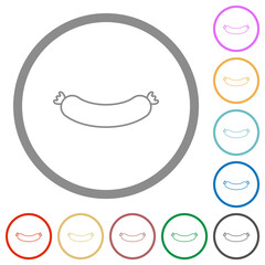 Sausage outline flat icons with outlines