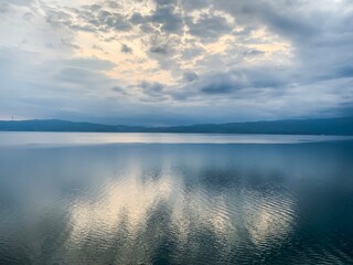 Sky reflection on the perfect surface of the lake