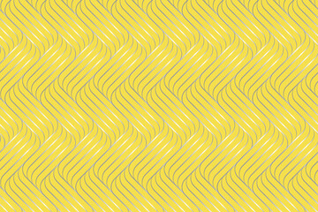 Interlacing of gray lines on a yellow background in the trend color 2021. Modern design stylish pattern. 