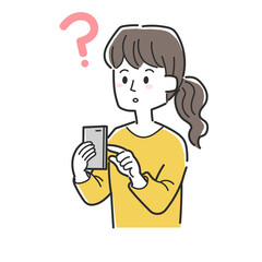 スマホ操作で迷っている女性