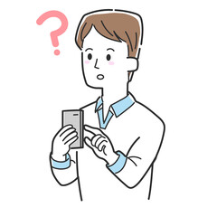 スマホ操作で迷っている男性