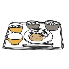 栄養バランスのいいご飯のイラスト	
