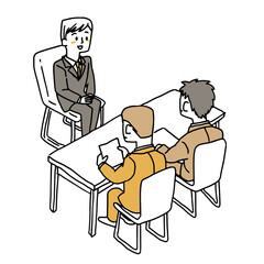 面接を受けている男性