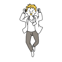 ジャンプしている男性会社員	