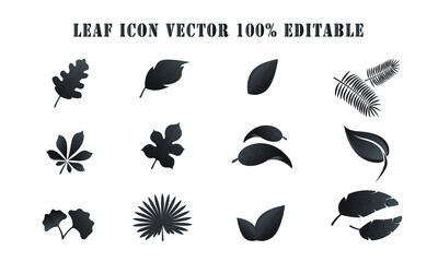 leaf icons set on white background