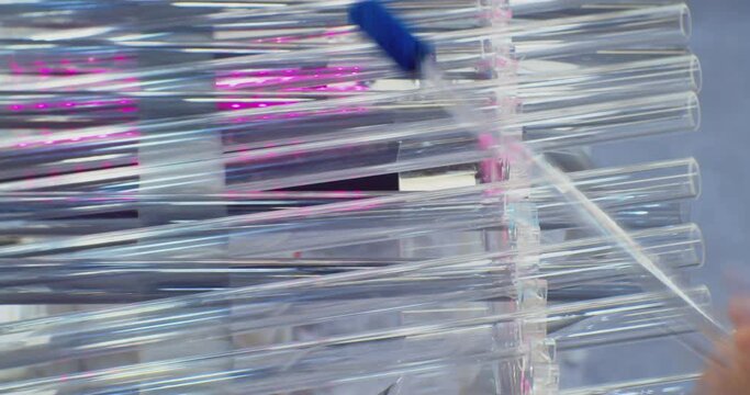 glass drum stick plays on a glass xylophone.close-up.