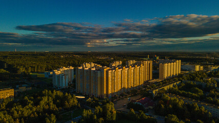 Fototapeta na wymiar Solnechnogorsk city, Moscow region aerial photography