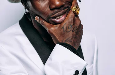 Foto op Canvas portrait of an hip hop music performer. © oneinchpunch