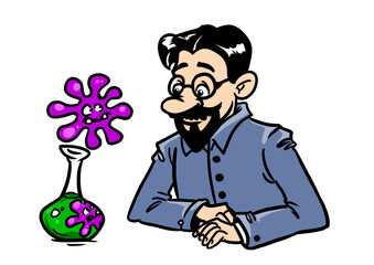 Scientist Virologist Researching COVID Virus Laboratory Looks Closely Infection Hazard