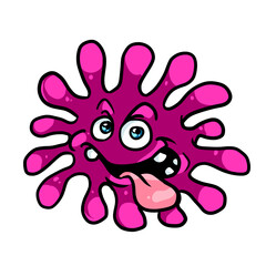 Virus COVID disease character bacterium scary grimace face 