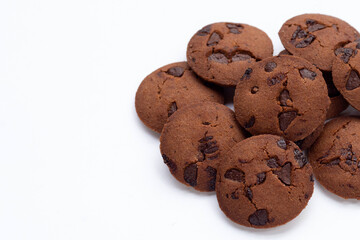 Chocolate chip cookies on white