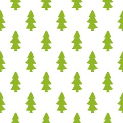 fir trees on green background. Forest ornament. seamless winter pattern with spruce.