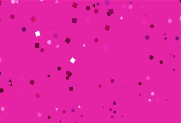 Light Pink vector background with triangles, circles, cubes.