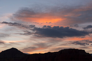 orange clouds at sunset in Capitol Reef National Park in United States of America