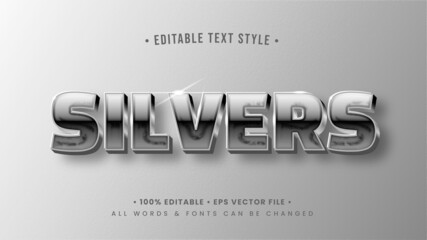 Silver Glow Shiny 3d Text Style Effect. Editable illustrator text style.
