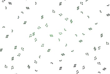 Light Green vector background with music symbols.