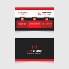 Vector modern creative simple and clean business card design, red abstract unique luxury and professional name card design, print ready corporate and brand identity design.