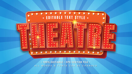 Theatre Movie 3d Text Style Effect. Editable illustrator text style.
