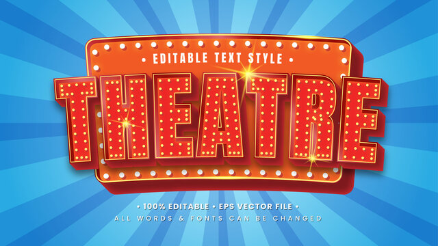 Theatre Movie 3d Text Style Effect. Editable illustrator text style.