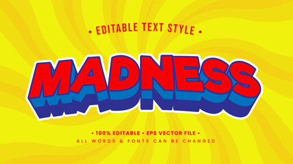 Madness Vintage Retro 3d Text Style Effect. Editable illustrator text style.