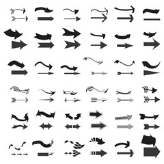 Arrows of different types and shapes. Vector illustration.Set.