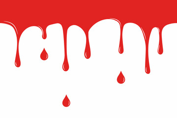 Red blood drops, seamless background. Vector illustration.