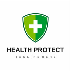 Health Protect With Shield Logo isolated. Design Template For Medical Or Insurance Company, Vector illustration on white background.