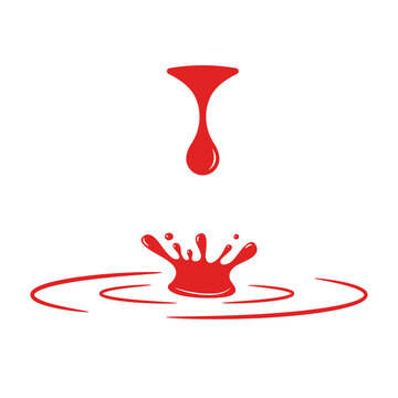 Blod drop falling with splash icon. Vector illustration.
