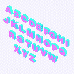 Isometric Left Alphabet Lettering 3D