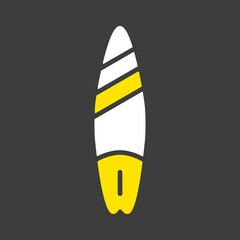 Surfboard flat vector icon. Summer sign