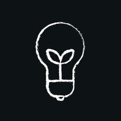 Environmentally friendly electricity chalk icon. Vector isolated black illustration